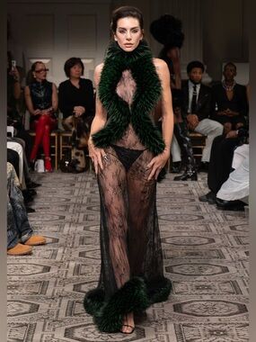 Kim Shui Valentina Fur Gown Size Medium NWT